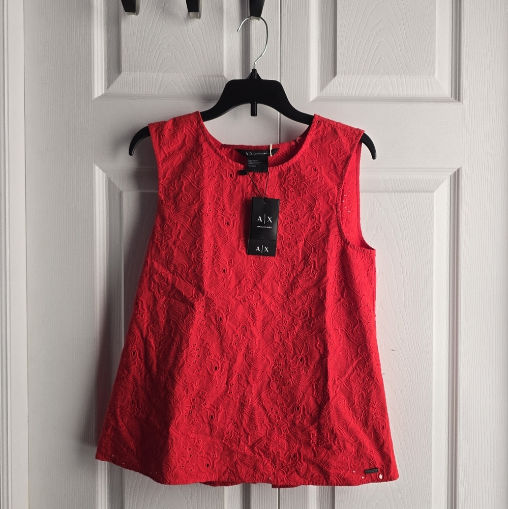 Armani Exchange Red Tulip Back Top Size XS/TP/EP